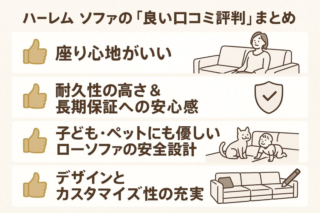 ハーレムソファの良い口コミ評判