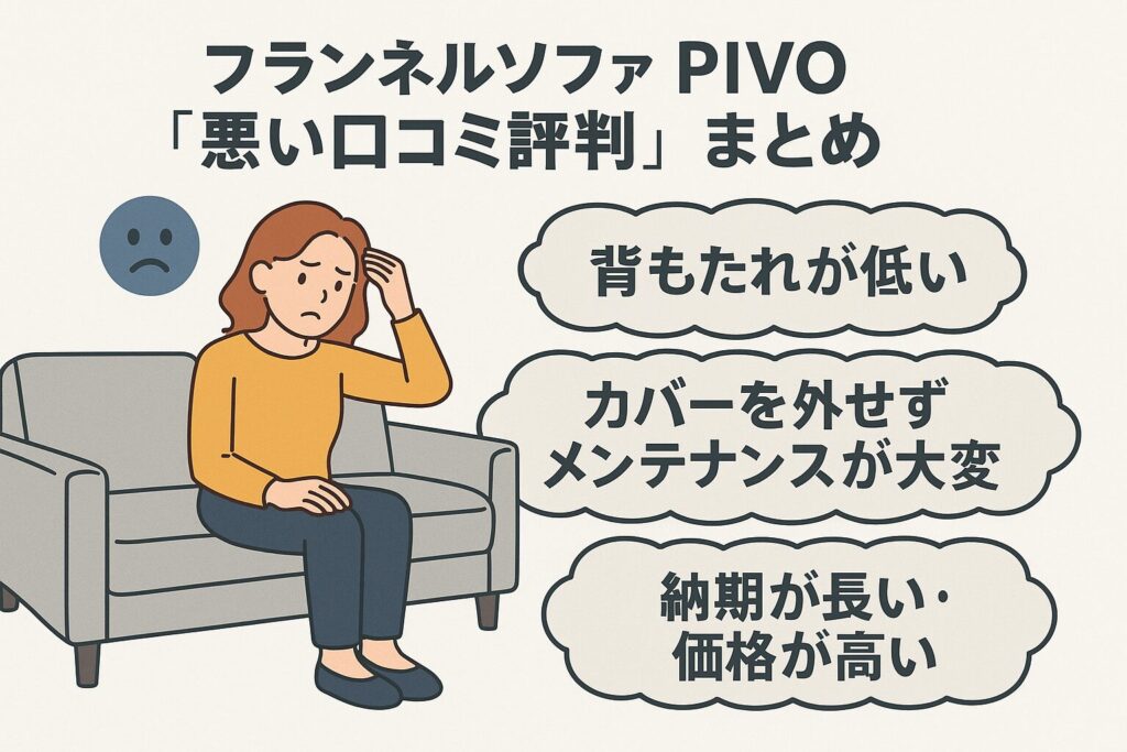 フランネルソファのpivoの悪い口コミ評判